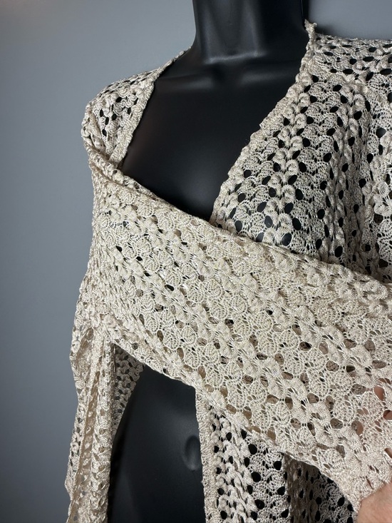 Olivia Blu Beige Crochet Open Front Lightweight Lace Cardigan Womens Sz 2x - Picture 3 of 5